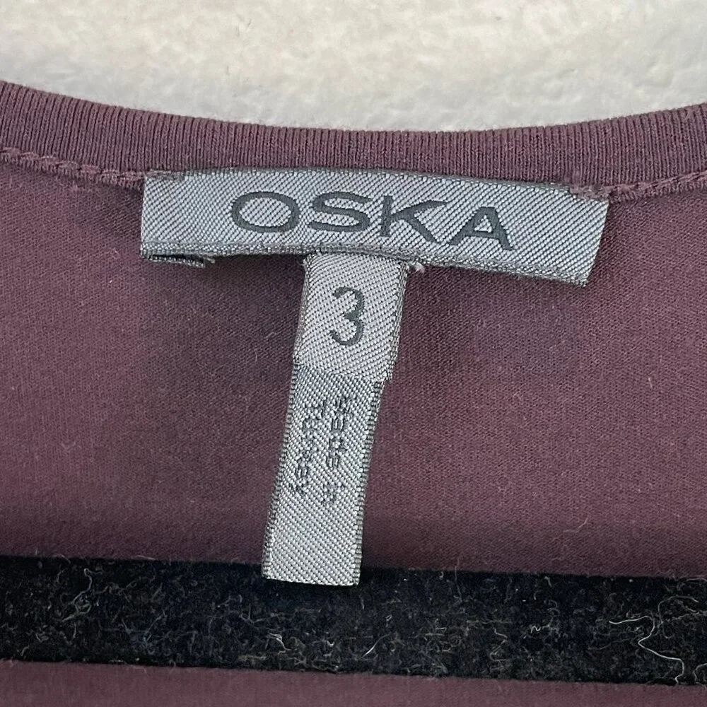 OSKA Dress Womens 3 Plum Long Sleeve Jersey Maxi Shift Lagenlook Travel - Picture 3 of 8
